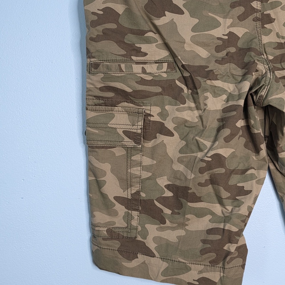 George Mens Camo Cargo Shorts Size 40 Elastic Waist Cotton Stretch 14" Inseam - Picture 10 of 16